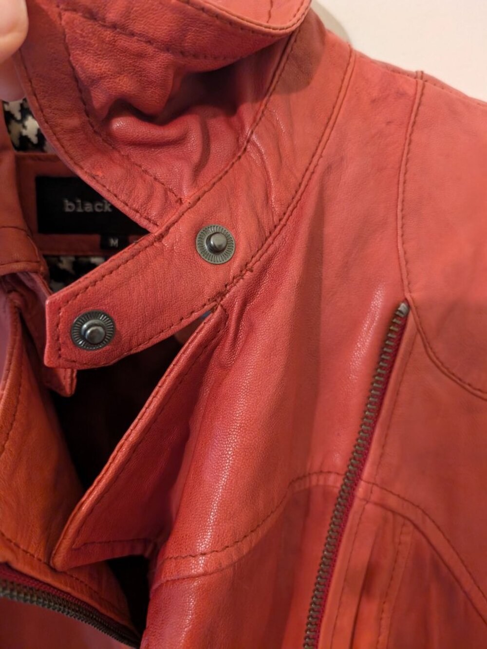 Black Rivet Women Size M Red Leather Jacket - Picture 10 of 13